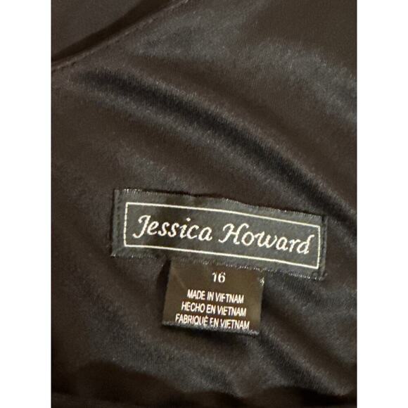 Jessica Howard Women Lace Sleeve V-Neck Wide Leg Jersey Jumpsuit SZ 16 Black - Picture 10 of 10